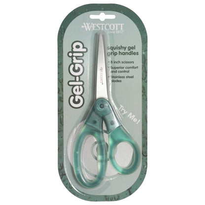 Westcott 8’’ Gel-Grip Multipurpose Scissors for Office and Home Green (17745) - World’s Favorite