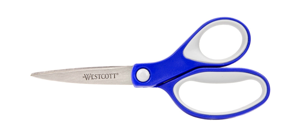 Westcott 8’’ KleenEarth Soft Handle Straight Scissors Blue/Gray (15554) - 1