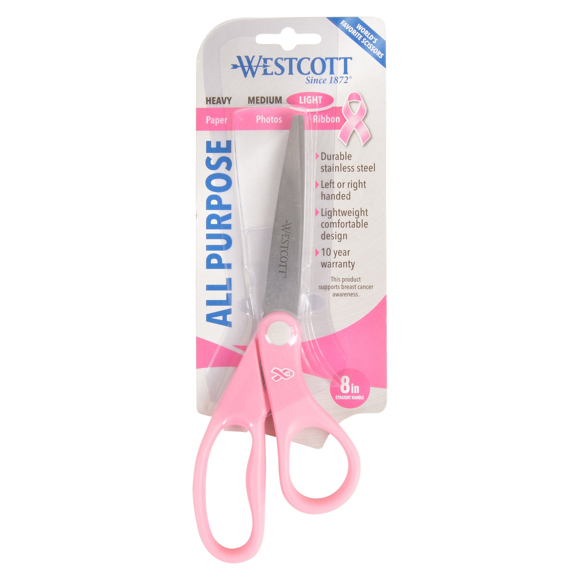 Westcott 8’’ Pink Ribbon Stainless Steel Scissors (15387)