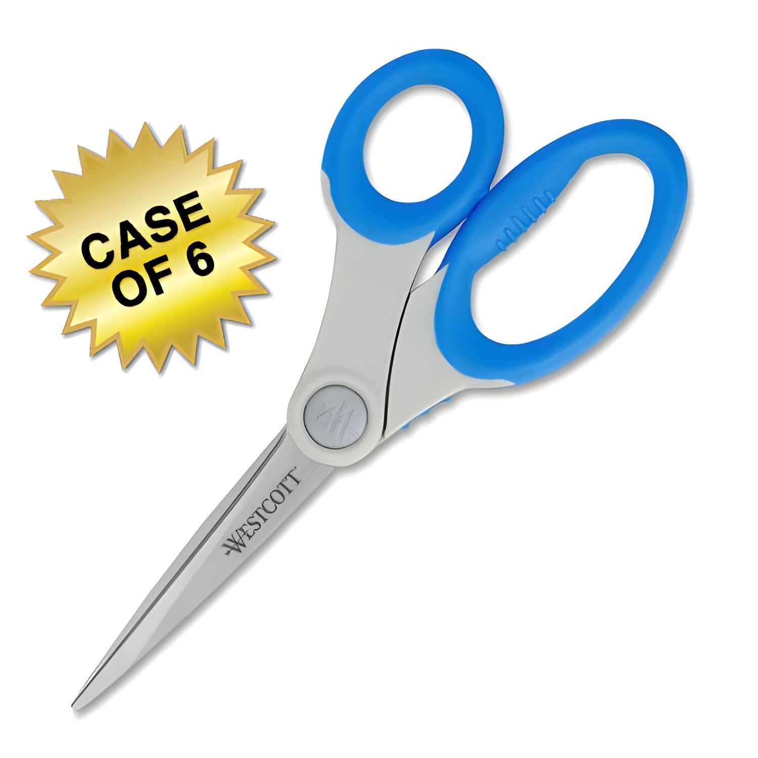 Westcott 8’’ Soft Handle Anti-microbial Straight Scissors Blue (14643) - 6