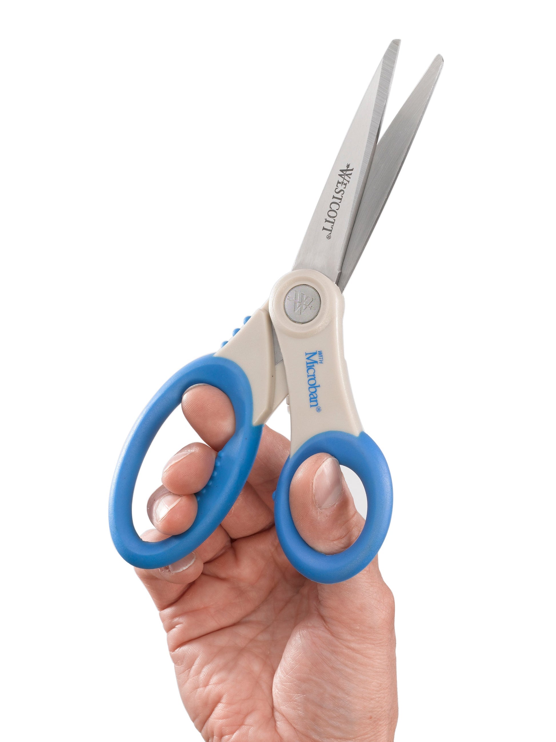 Westcott 8’’ Soft Handle Anti-microbial Straight Scissors Blue (14643) - 1