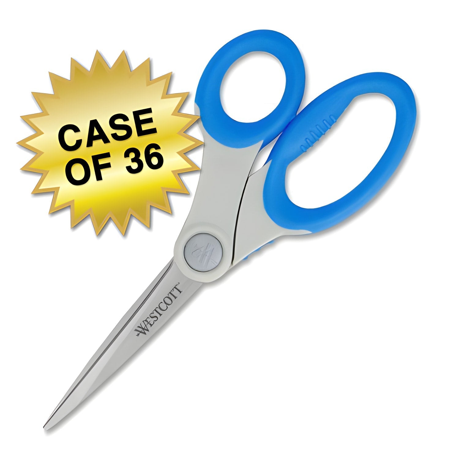 Westcott 8’’ Soft Handle Anti-microbial Straight Scissors Blue (14643) - 36