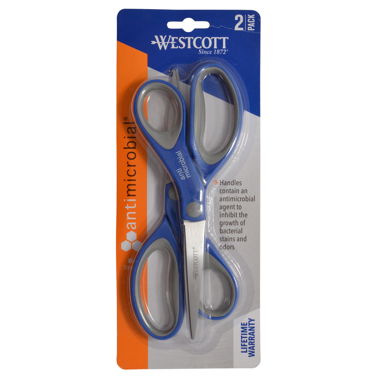 Westcott 8’’ Straight Anti-microbial Scissors 2pk (17836)