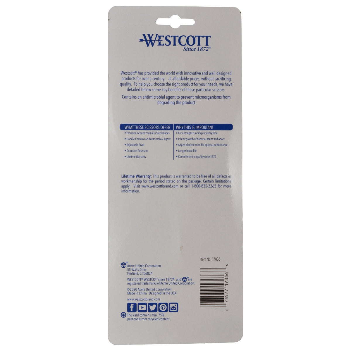 Westcott 8’’ Straight Anti-microbial Scissors 2pk (17836)