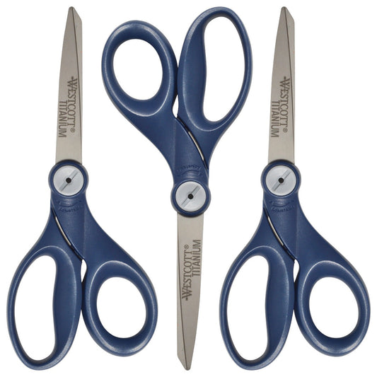 Westcott 8’’ Straight Hard Handle Titanium Bonded Glide Scissors 3pk (17905) - World’s Favorite