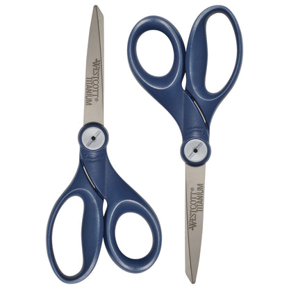 Westcott 8’’ Straight Hard Handle Titanium Bonded Glide Scissors 2pk 17904 - World’s Favorite