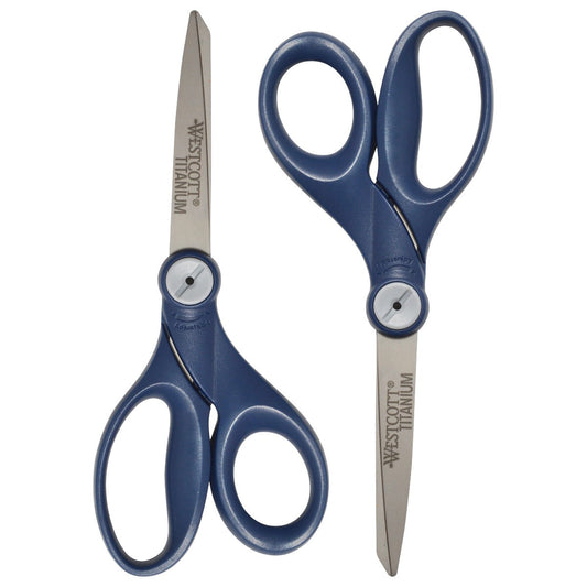 Westcott 8’’ Straight Hard Handle Titanium Bonded Glide Scissors 2pk 17904 - World’s Favorite