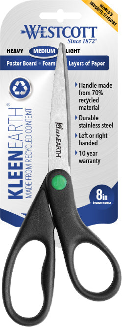 Westcott 8’’ Straight KleenEarth Recycled Stainless Steel Scissors (41418)