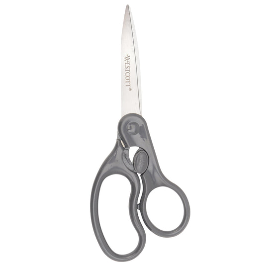 Westcott 8’’ Straight Safe Lock Stainless Steel Scissors Gray All Purpose Home Office and Classroom (01080-Parent)