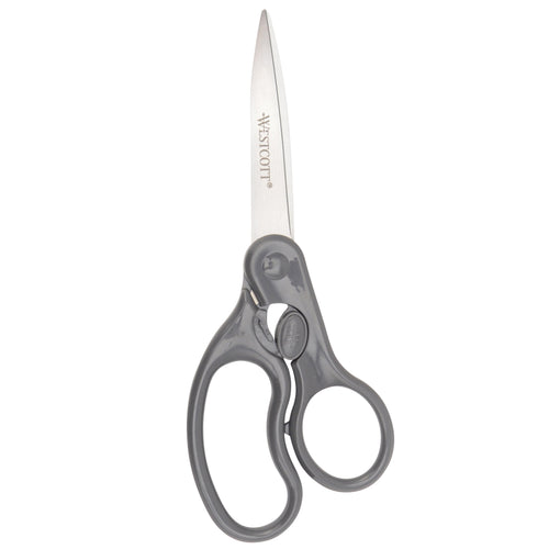 Westcott 8’’ Straight Safe Lock Stainless Steel Scissors Gray All Purpose Home Office and Classroom (01080-Parent)