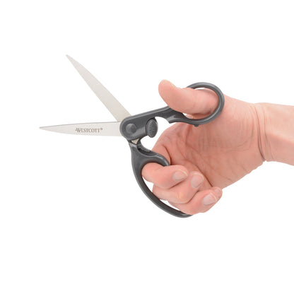 Westcott 8’’ Straight Safe Lock Stainless Steel Scissors Gray All Purpose Home Office and Classroom (01080-Parent)