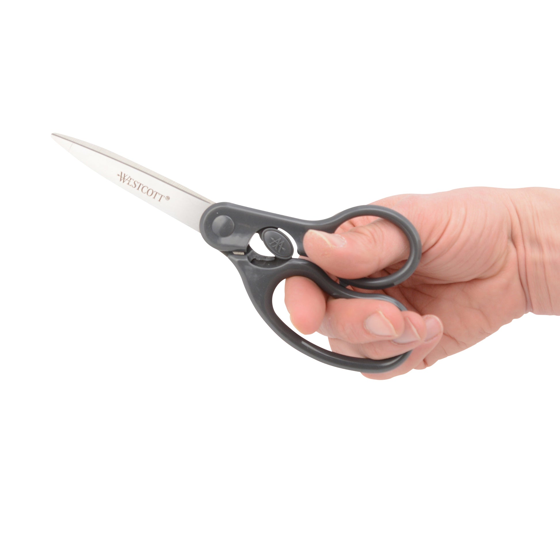 Westcott 8’’ Straight Safe Lock Stainless Steel Scissors Gray All Purpose Home Office and Classroom (01080-Parent)