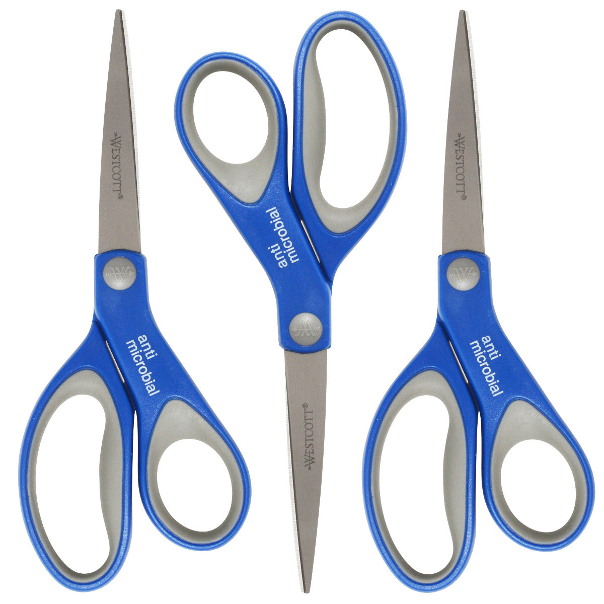 Westcott 8’’ Straight Soft Handle Anti-microbial Scissors 3PK (17837)