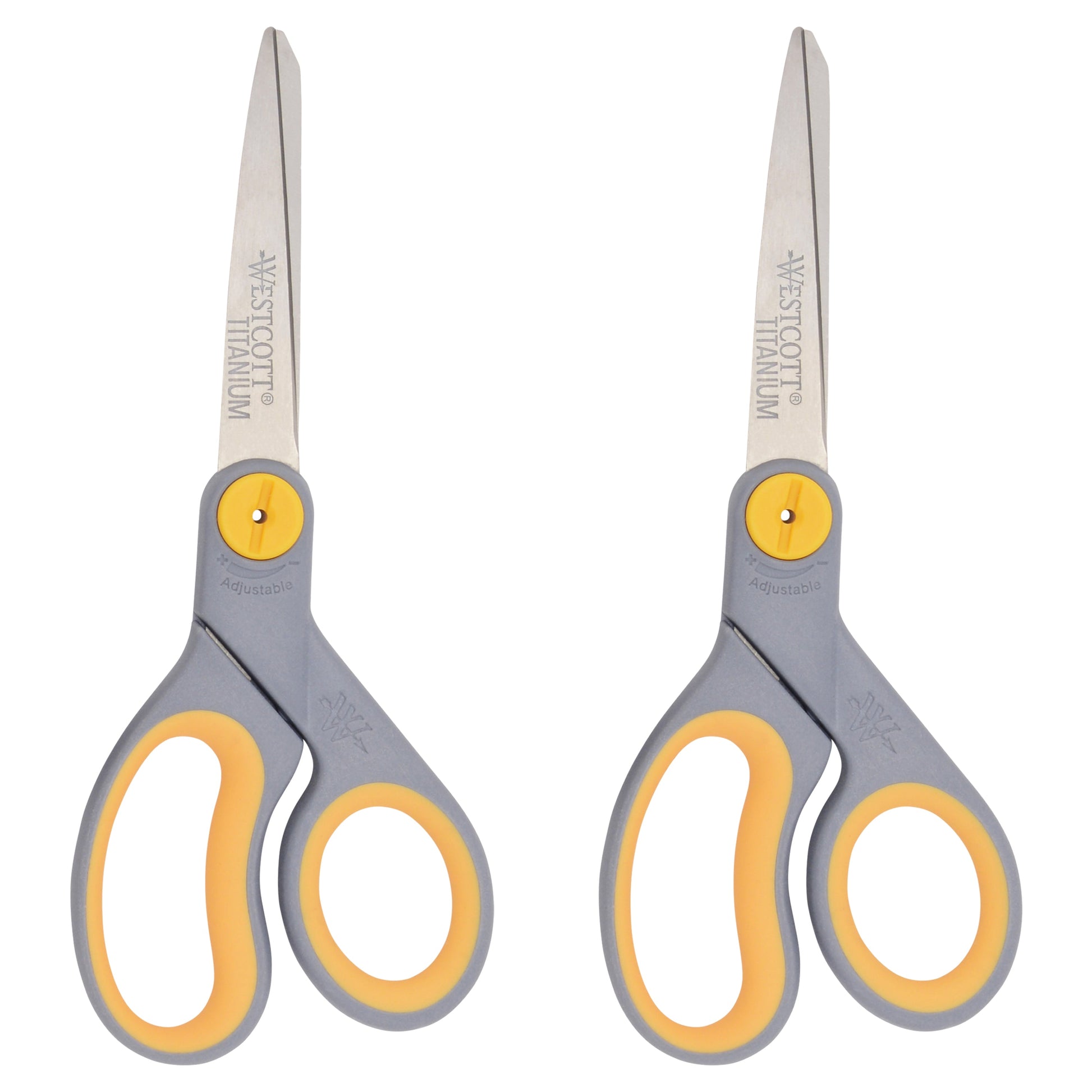 Westcott 8’’ Straight Soft Handle Titanium Bonded Glide Scissors Grey/Yellow 2 Pack (13901) - World’s Favorite