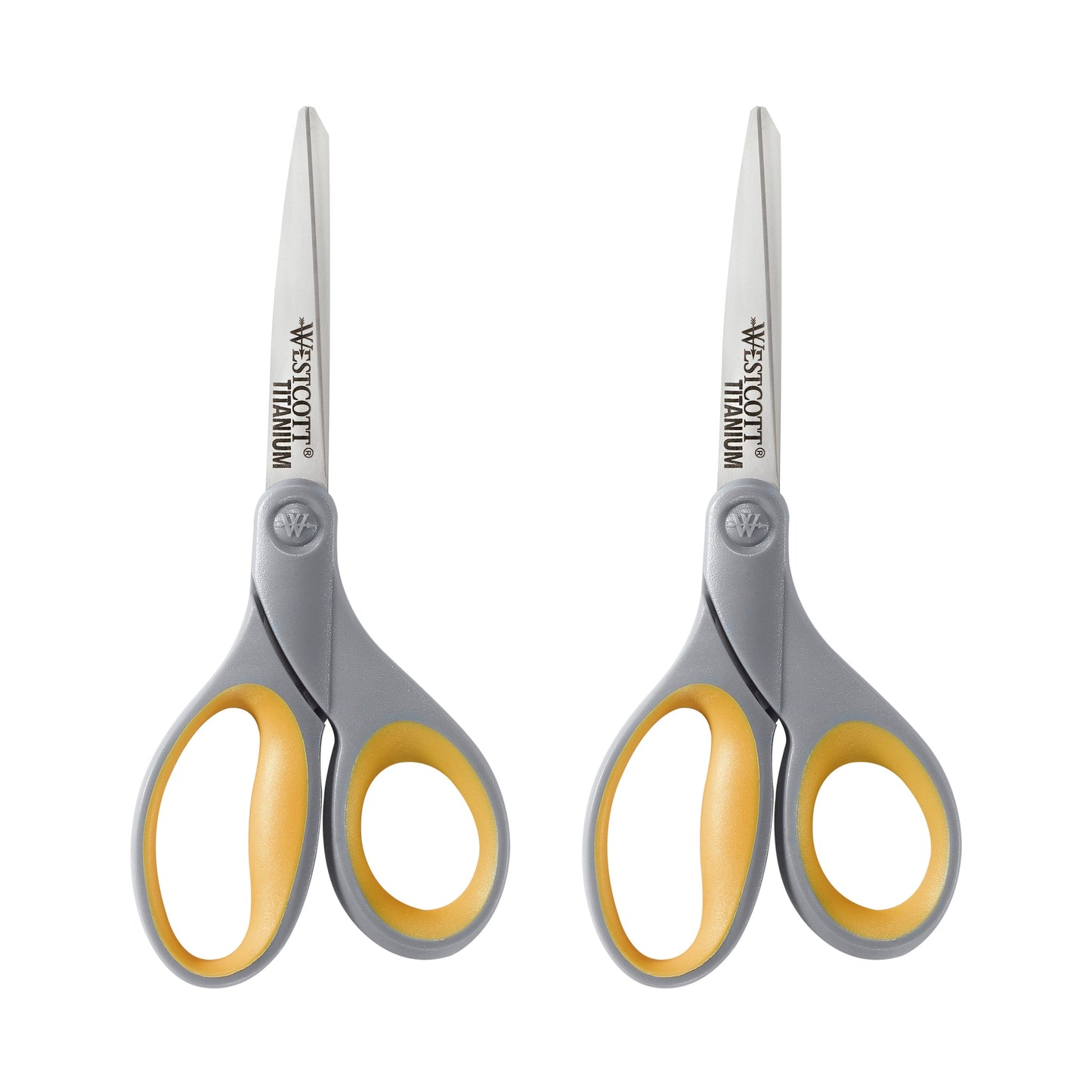 Westcott 8’’ Straight Titanium Bonded Scissors Grey/Yellow 2 Pack (13901) - World’s Favorite