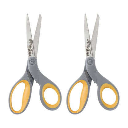 Westcott 8’’ Straight Titanium Bonded Scissors Grey/Yellow 2 Pack (13901) - World’s Favorite