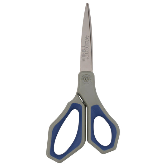 Westcott 8’’ Titanium Bonded® Straight Geo Handle Scissors Gray/Blue - World’s Favorite