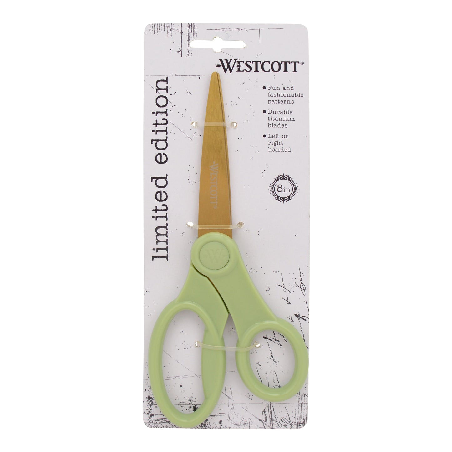 Westcott 8’’ Titanium Fashion Scissors with Gold Blades and Sage Green Handle (01006-Parent) - World’s Favorite
