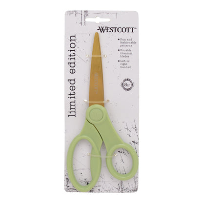 Westcott 8’’ Titanium Fashion Scissors with Gold Blades and Sage Green Handle (01006-Parent) - World’s Favorite