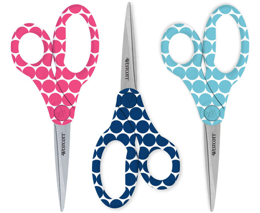 Westcott 8’’ Trendsetter Straight Scissors Large Dots Assorted Colors (16506)