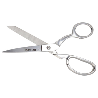 Westcott 8in Bent Hot Forged Fabric Scissors Heavy Duty Sharp Cutlery Grade Steel Sewing Crafting Supplies