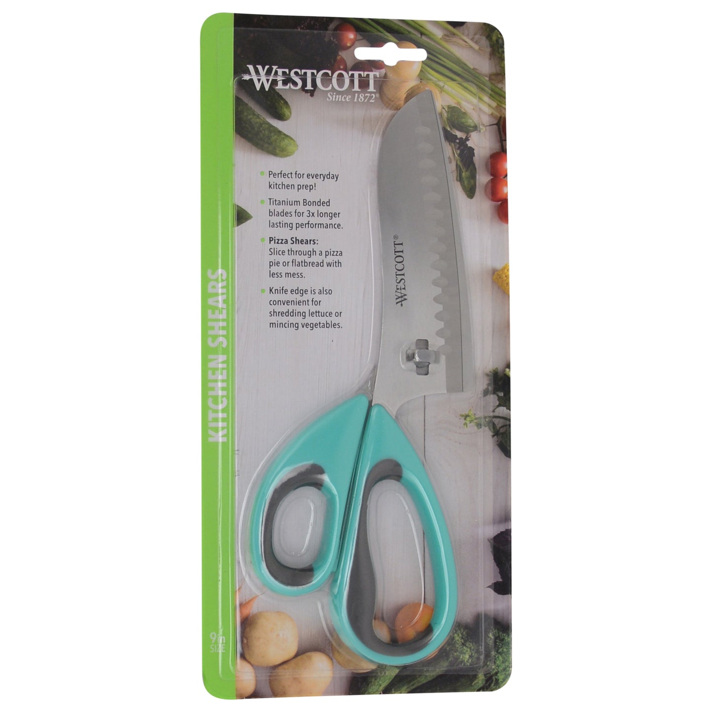 Westcott 9’’ Titanium Bonded Soft Handle Kitchen Pizza Scissors Teal (00825) - World’s Favorite