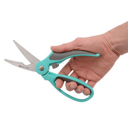 Westcott 9’’ Titanium Bonded Soft Handle Spring Assist Kitchen Shears Teal (00828) - World’s Favorite Scissors