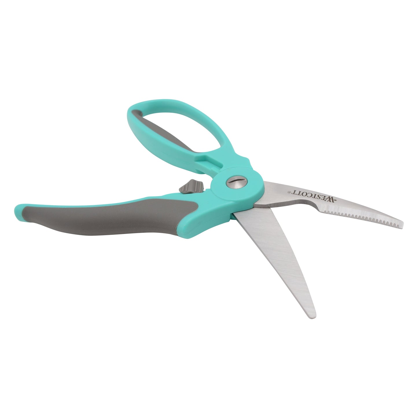 Westcott 9’’ Titanium Bonded Soft Handle Spring Assist Kitchen Shears Teal (00828) - World’s Favorite Scissors