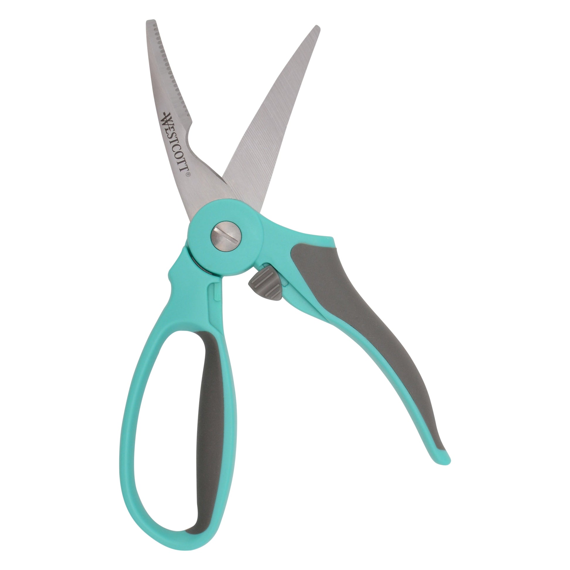 Westcott 9’’ Titanium Bonded Soft Handle Spring Assist Kitchen Shears Teal (00828) - World’s Favorite Scissors