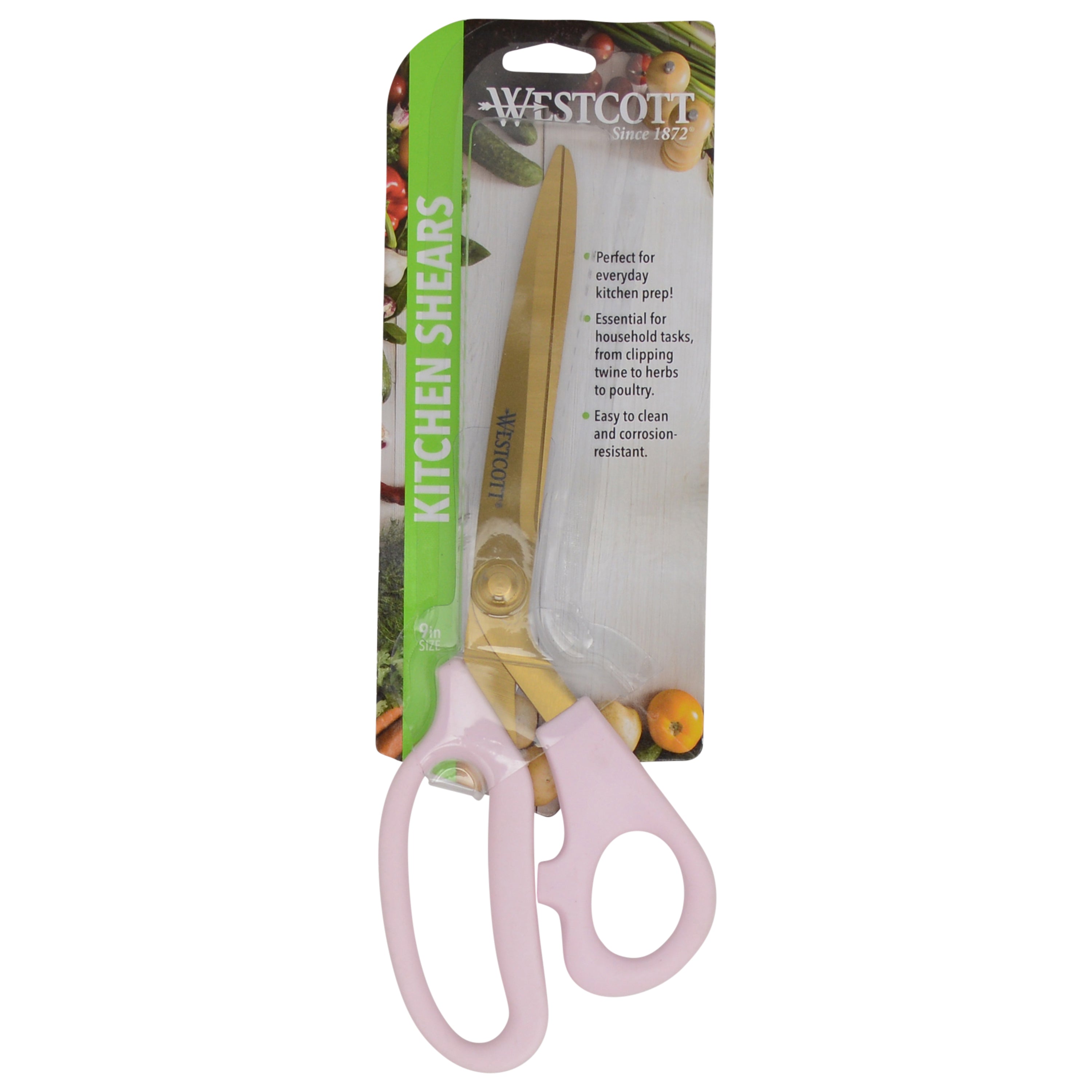 Westcott 9in All Purpose Kitchen Shears, Pink with Gold Blade (00824 ...