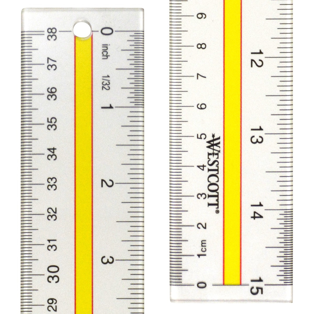 Westcott Acrylic Data Highlight Reading Ruler With Tinted Guide, 15