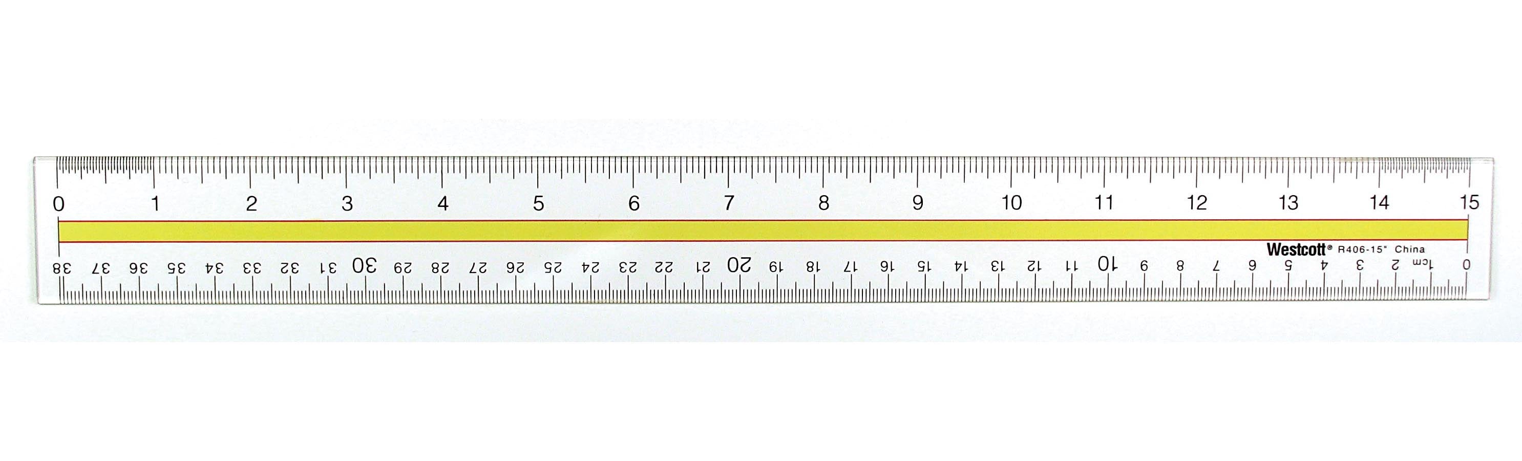 Westcott Acrylic Data Highlight Reading Ruler With Tinted Guide, 15