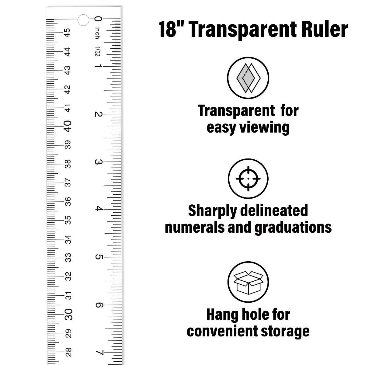 Westcott Acrylic Ruler 18’’ Clear (10564)