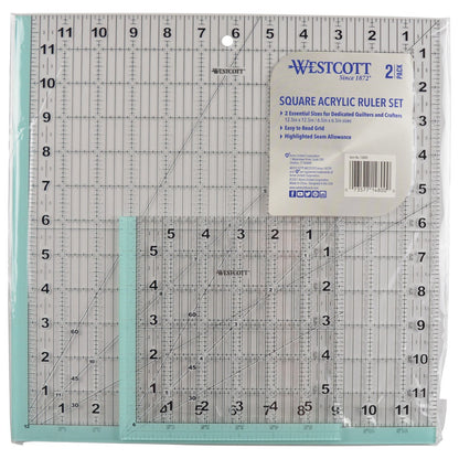 Westcott Acrylic Ruler Pack Metric/Imperial Clear 2-Pack (14800-PARENT)