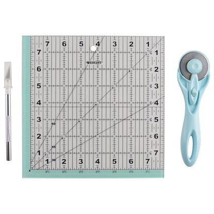 Westcott Acrylic Ruler Rotary Cutter Hobby Knife Blue 3 Pack (14799-PARENT)