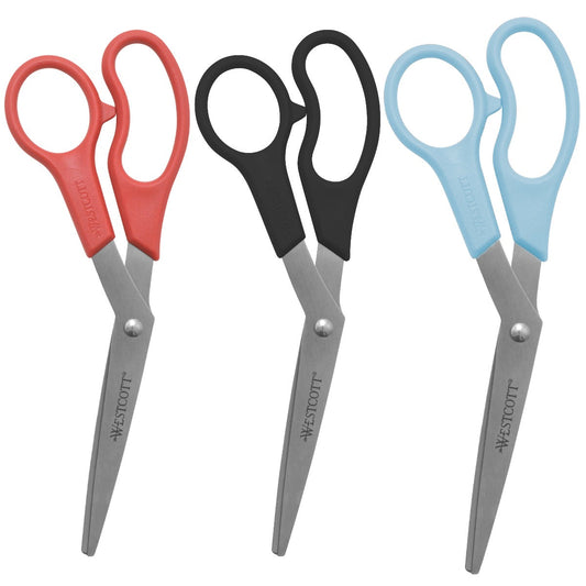 Westcott All Purpose Value Scissors 8’’ Bent 3 Pack Color Varys (3) (13403)