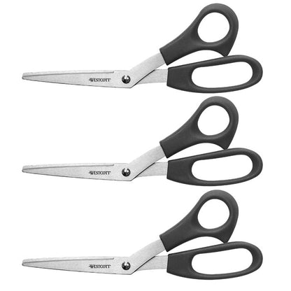 Westcott All Purpose Value Scissors 8’ Bent Pack of 3 Black (13402) - 72