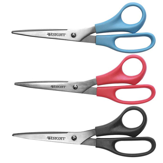 Westcott All Purpose Value Scissors 8’’ Straight 3 Pack Assorted Colors (13404) - 1