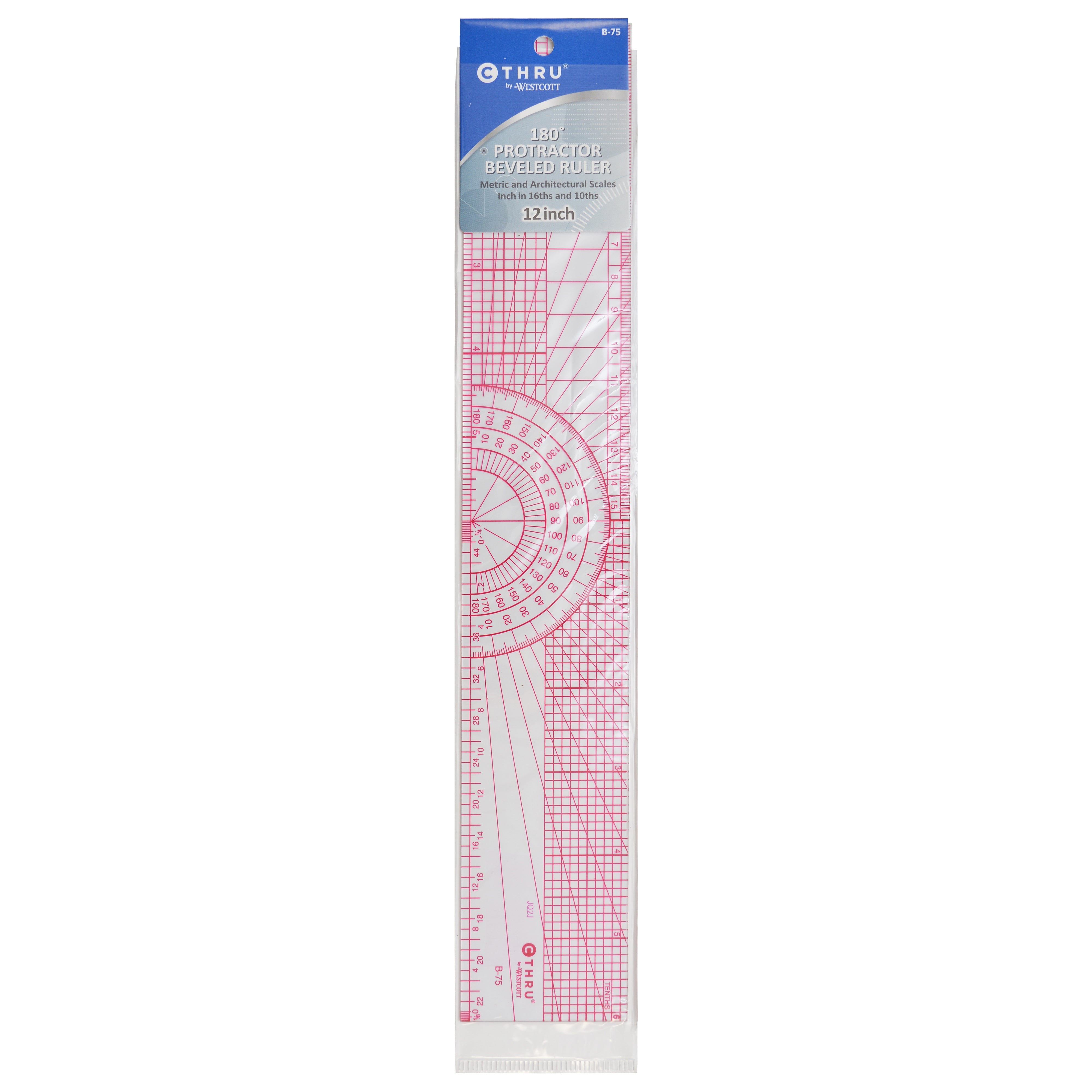 Westcott Beveled Protractor Ruler, 12", Transparent (B-75) – westcottbrand