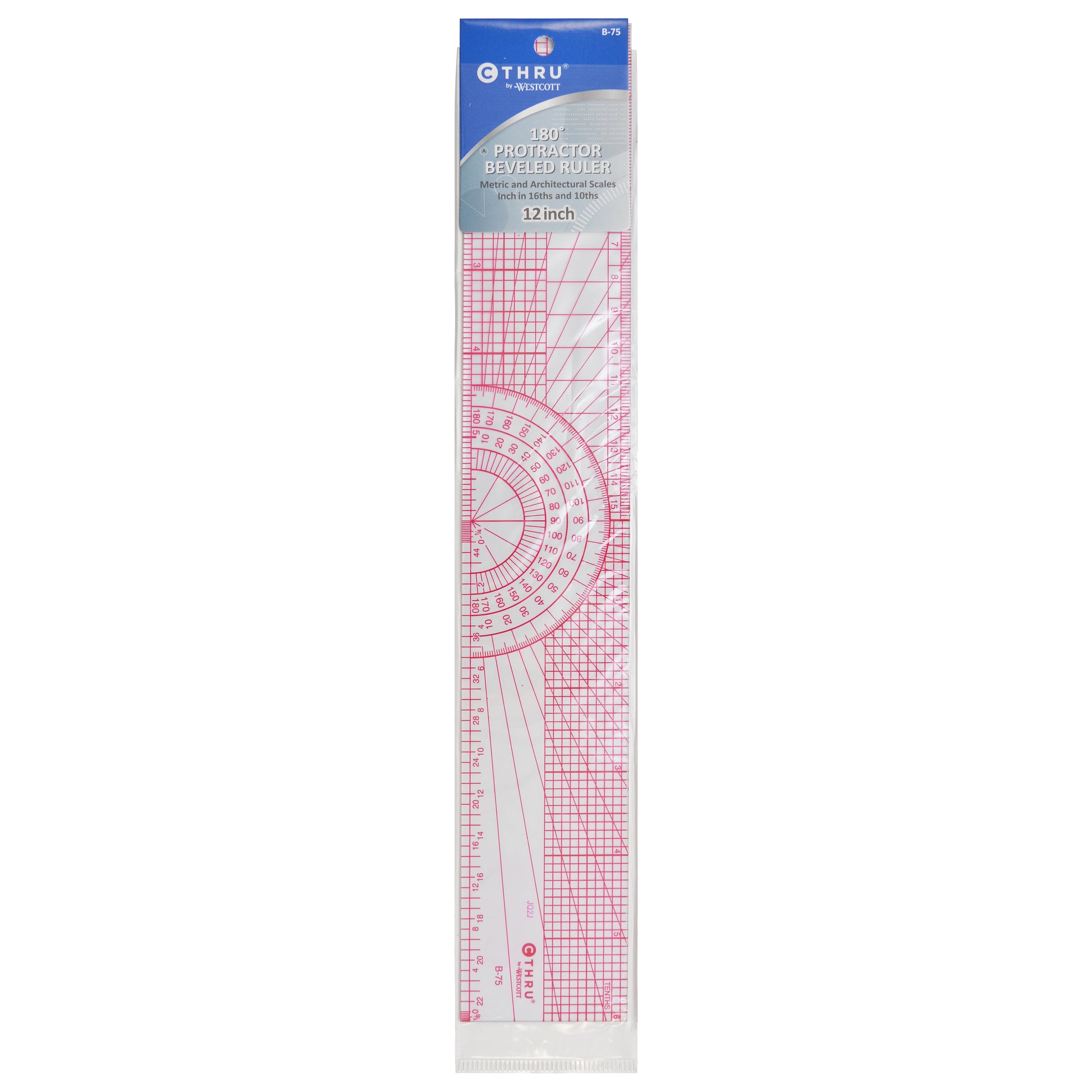 Westcott Beveled Protractor Ruler, 12