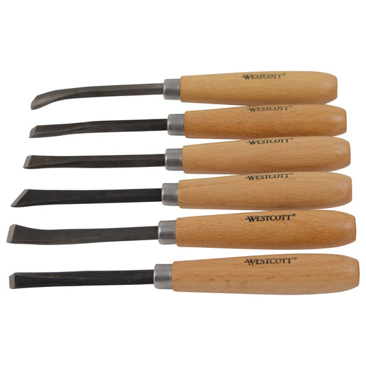 Westcott CarboTitanium Deluxe Carving Tools Set for Wood Working Soap Carving Print Making Clay Sculpture 6-Piece Set