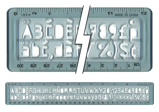 Westcott Combo Lettering Guide Ruler,’ Metric 12’’ 30cm (KT-35)