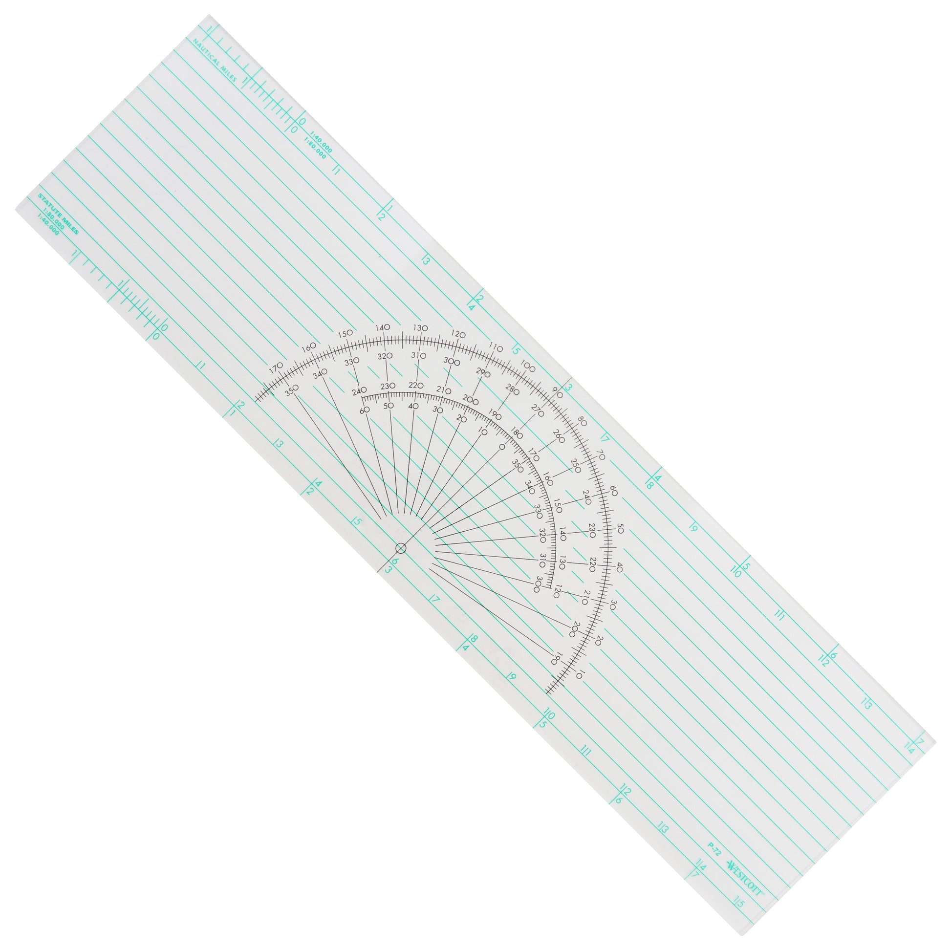 Westcott Course Protractor Plotter Ruler, 15