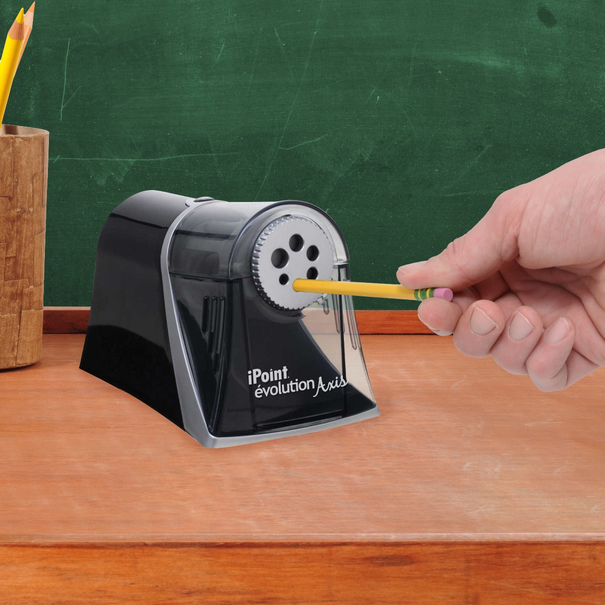 Westcott Electric iPoint Evolution Axis Heavy Duty Pencil Sharpener Black and Silver (15509)