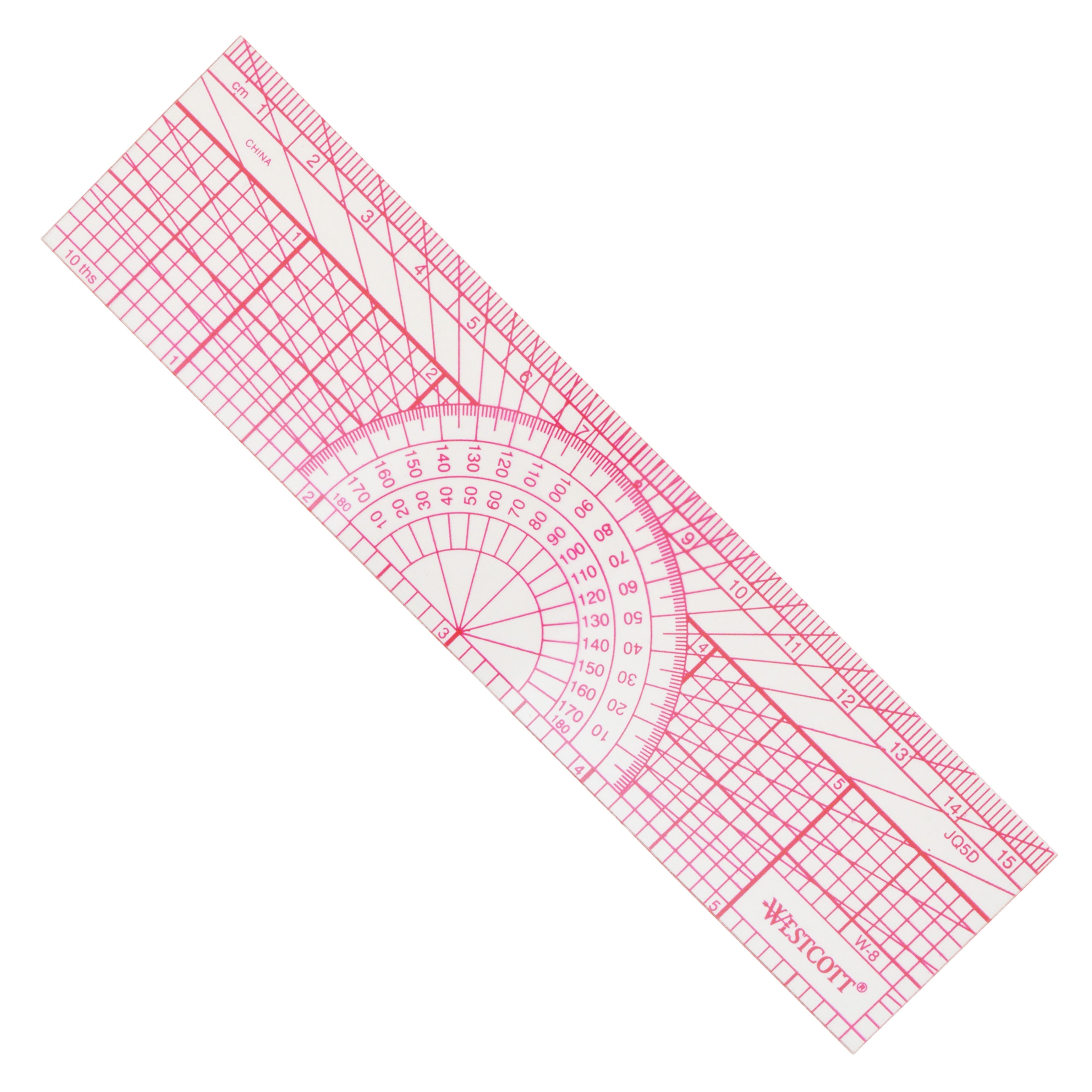 Westcott Engineers' Protractor Ruler, 6", 15cm, Transparent (W-8 ...