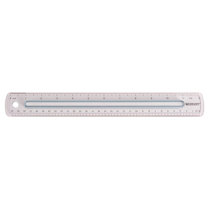 Westcott Finger Grip Ruler Smoke Plastic Inches and Metric 12-Inch (00402) - 1