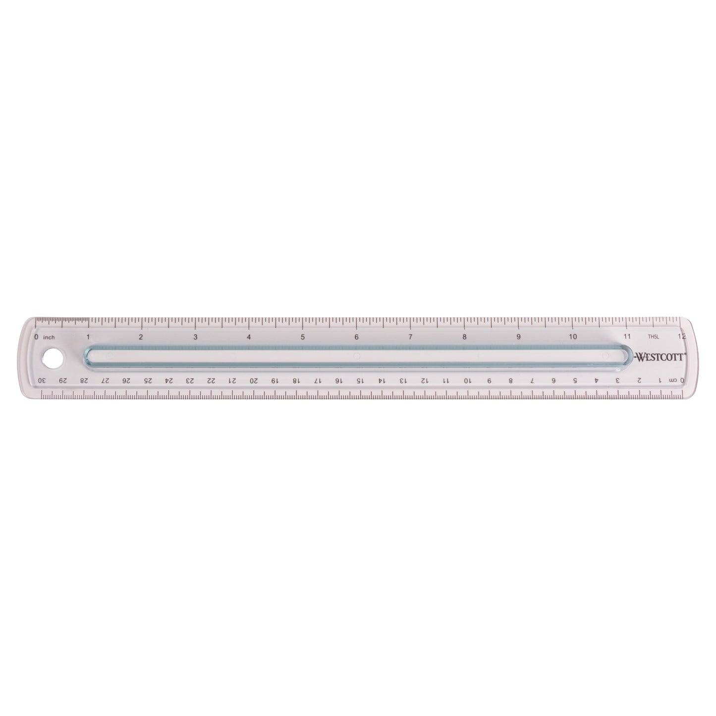 Westcott Finger Grip Ruler Smoke Plastic Inches and Metric 12-Inch (00402) - 36