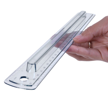 Westcott Finger Grip Ruler Smoke Plastic Inches and Metric 12-Inch (00402)