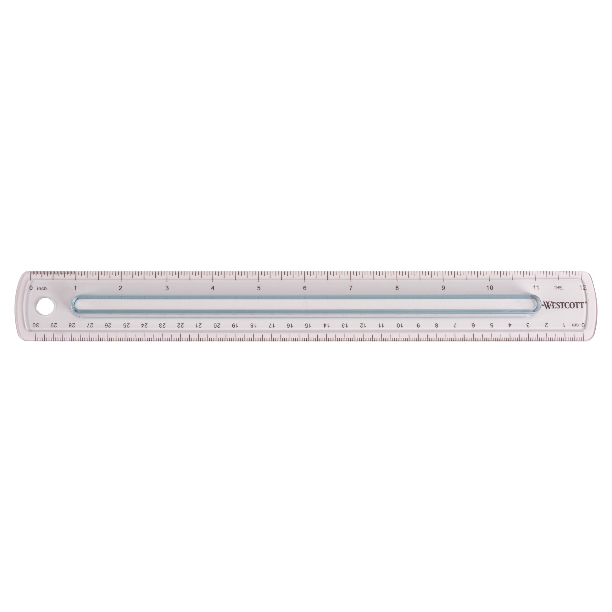 Westcott Finger Grip Ruler Smoke Plastic Inches and Metric 12-Inch (00402)