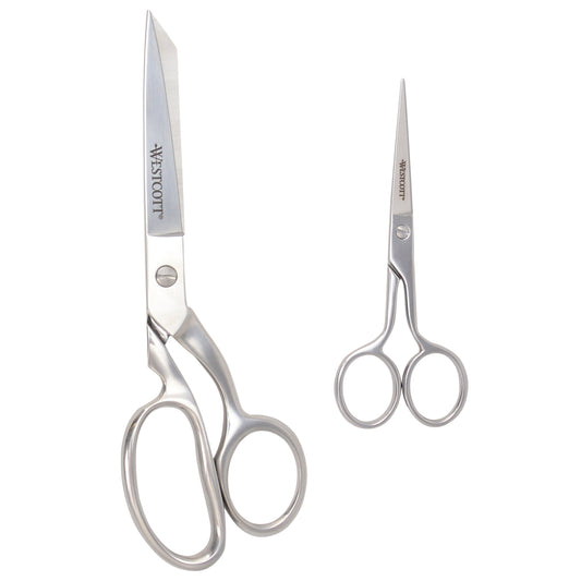 Westcott Forged 8in & 5in Scissors for Fabric and Paper Crafts 2-Pack Detail Snips Heavy Duty Shears Dressmaker Sewing